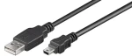 MicroConnect kábel USB2.0 A (M) - miniUSB B (M) 1m čierna / 480Mbit/s (USBAMB51)