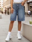 Dámske džínsové bermudy s opaskom modré FashionStreet SY0545 L
