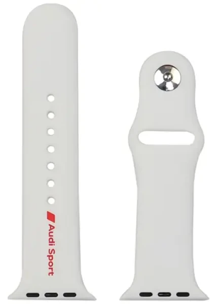 Audi Sport Red Logo Silicone Strap pre Apple Watch 44/45/46/49 mm biela / Remienok / Silikónový (AUS-SR-AW44-49-R8/D2-WE)