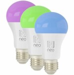 IMMAX NEO LITE SMART sada 3x žiarovka LED E27 9W RGB+CCT farebná a biela / stmievateľná / Wi-Fi / TUYA (07712C)