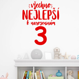 Veselá Stena Samolepka Všetko najlepšie Farba: červená, Veľkosť: 40 x 33 cm