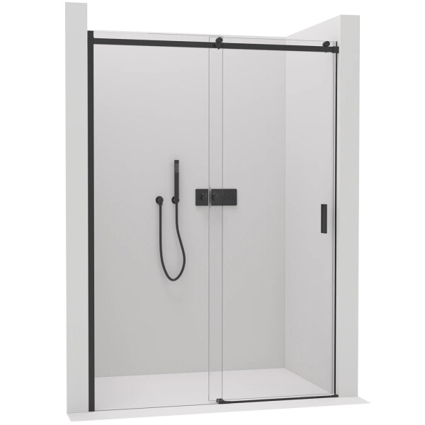 CERANO - Sprchové posuvné dvere Santoro Ľ/P - 6 mm - čierna matná, transparentné sklo - 130x195 CER-429739