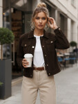 Dámska semišová bunda TY5583 Tmavo hnedá - Fashion Street S tmavě hnědá