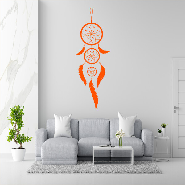 Veselá Stena Samolepka Indiánsky lapač snov Farba: oranžová, Veľkosť: 80 x 26 cm