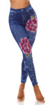 Sexy Jeanslook Leggings with floral print denimblue Einheitsgroesse