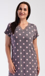 Dámska nočná košeľa s krátkym rukávom Polka dot hnědá 1XL
