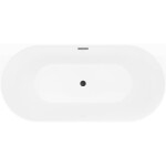 MEXEN/S - Oval Sim voľne stojaca vaňa nástenná 170 x 80, biela/sivá, sifón a prepad čierna 52661708062-70