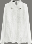 Elegantní halenka v barvě ecru s límečkem model 17825008 ecru L (40) - LJR