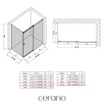 CERANO - Sprchovací kút Santoro - pravá - 6 mm - čierna matná, mliečne sklo - 130x100 - posuvný CER-665776