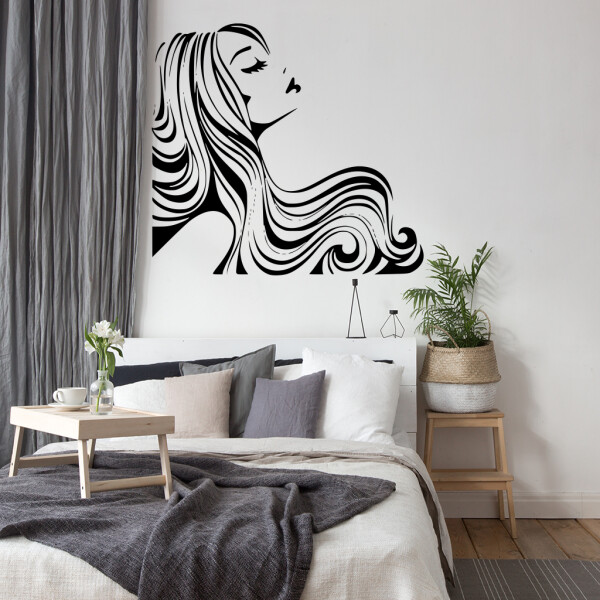 Veselá Stena Samolepka Žena z profilu Farba: čierna, Veľkosť: 80 x 74 cm