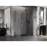 MEXEN/S - Lunar L sprchový kút dvere krídlové pravá 75 x 80, transparent, čierna 834L-075-080-70-00-P