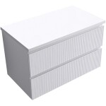 CERANO - Kúpeľňová skrinka Carole + doska pod umývadlo Navira Pro - 36 mm - biela matná ryhovaná - 80x51,6x46 CER-321028