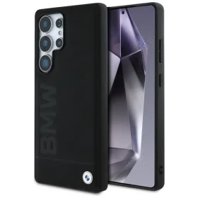 BMW Leather Big Wordmark pre Samsung Galaxy S25 Ultra čierna / Zadný kryt / Kožený (PU) / Logo BMW (BMHCS25LSLLBK)