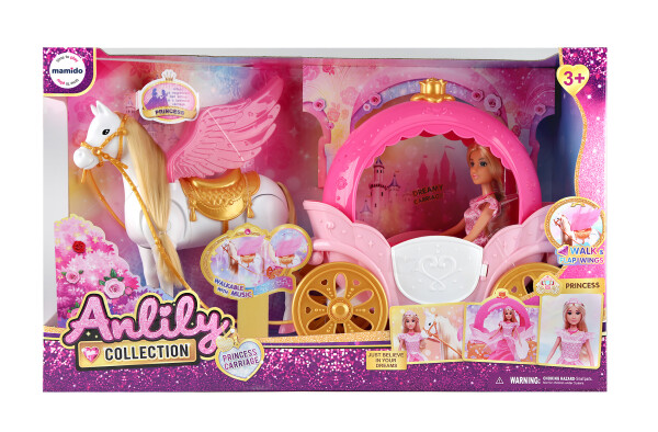 Mamido Mamido Bábika princezná s koňom Pegasom a kočiarom so zvukmi a svetlom XL