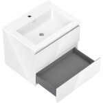 MEXEN/S - Orio kúpeľňová skrinka 60 cm s umývadlom Otis, 2 zásuvky, biela lesk 91A10-06047-2-BFF00-W18M00