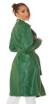 Sexy Koucla leather look coat with belt green Einheitsgroesse