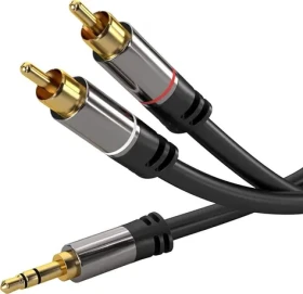 PremiumCord tienený kábel stereo Jack 3.5mm - 2x CINCH/MM/HQ/5m (kjqcin5)