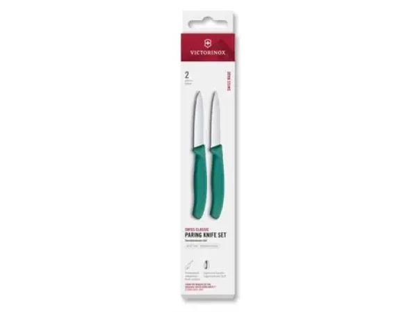 VICTORINOX Swiss Classic Kuchynský nôž 8 cm set 2 ks zelená / rovné a vrúbkované ostrie (6.7694.2C1)