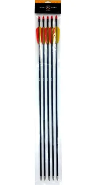 POE LANG Šípy zo sklených vlákien žlto-čierne / Šíp / 28" (710 mm) / sklené vlákno / sada 5 ks (D-055-B3)