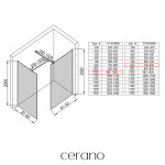 CERANO - Sprchová zástena Walk-in Onyx TL/P - 8 mm - hranatá vzpera + polička/držiak na uteráky - čierna matná, bronzové sklo - 100x80x200 CER-689488
