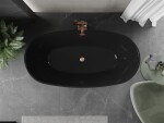 MEXEN/S - Eris voľne stojaca vaňa 170 x 80, čierna, sifón a prepad meď kartáčovaná 53441708070-65