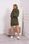 Dámske šaty s kapucňou 68470 Khaki zelená - K-Fashion UNI khaki-tm.Zelená