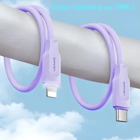 USAMS SJ566 fialová / Dátový kábel / Lightning - USB Type-C / 1.2m / 20W PD Fast Charge (SJ566USB03)