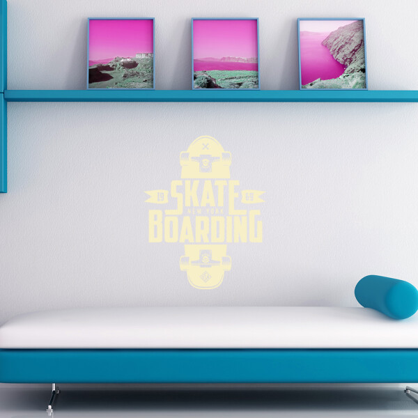 Veselá Stena Samolepka Skateboarding Farba: béžová, Veľkosť: 40 x 32 cm