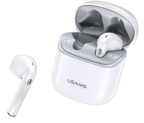 USAMS SY02 TWS 5.0 BT Stereo EarBuds biela / 40 mAh + 300 mAh (6958444931159)