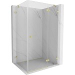 MEXEN/S - Lunar sprchovací kút dvere krídlové pravá 75 x 90, transparent, zlato kartáčovaná 834-075-090-55-00-P
