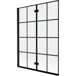 MEXEN - MIST vaňová zástena 130x150 cm 6mm 2-s, čierna, dekor, ľavá 8A9-130-002-70-77-L