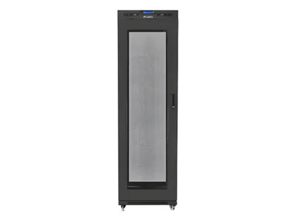 Lanberg Rack 42U čierna / Stojanový rozvádzač / 19" / 600x1000 mm / Flat pack / Perforované dvere / LCD (FF01-6042-23BL)
