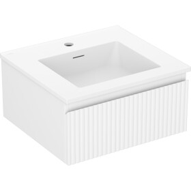 MEXEN/S - Rivel kúpeľňová skrinka 50 cm s umývadlom Otis, 1 šuplík, reliéf, biela mat 91A20-05023-1-BF01-W18M01