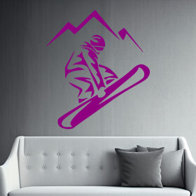 Veselá Stena Samolepka Snowboardista Farba: fialová, Veľkosť: 40 x 45 cm