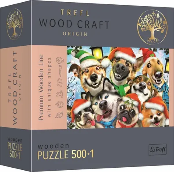 Trefl Wood Craft Origin - Puzzle - Vianočné Psy