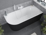 MEXEN/S - Mia voľne stojaca rohová vaňa pravá 150 x 75, biela/čierna, sifón a prepad biela 52691507575P-20