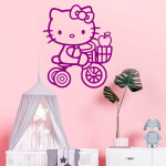 Veselá Stena Samolepka Mačička Hello Kitty Farba: modrá, Veľkosť: 60 x 49 cm