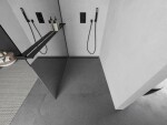 MEXEN/S - Kioto+ L Sprchová zástena WALK-IN s poličkou a držiakom uterákov 80 x 200, zrkadlová, čierna 800-080-123-70-50
