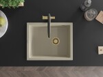 MEXEN/S MEXEN/S - Pedro granitový drez 1-miska 560 x 460 mm, béžová, sifón zlatá 6508561000-69-G