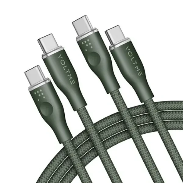 VOLTME Powerlink Rugg Series CTC Kábel USB-C(M) 5A/100W 1.8m zelená / 2x USB-C(M) (C2063)