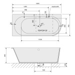 POLYSAN - SUSSI L rohová stojaca vaňa liaty mramor 170x70x49,5cm, biela 90177L