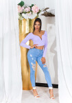 Sexy Highwaist Push Up Skinny Jeans ripped denimblue 40