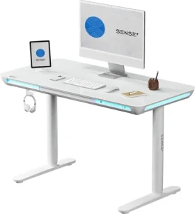 Poškodený obal - SENSE7 NOMO Pracovný stôl biela / elektricky nastaviteľná výška / 120 x 60cm / nosnosť 50kg / LED (5902659845115.poškozený obal)