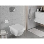 MEXEN/S - Riva Závesná WC misa Rimless Tornado vrátane sedátka s slow slim, duroplast, biela lesk 30630200T
