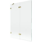 MEXEN/S - Lunar vaňová zástena 2-krídlová ľavá 120 x 150, transparent, zlatá 897-120-100-50-00-L