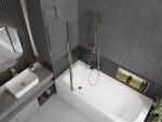 MEXEN/S - Vega obdĺžniková vaňa 150 x 70 cm s panelom + vaňová zástena 100, transparent, zlatá - 5905315206596 550115070X9410115000