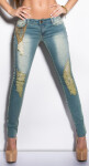 Sexy KouCla skinny-jeans with chains denimblue