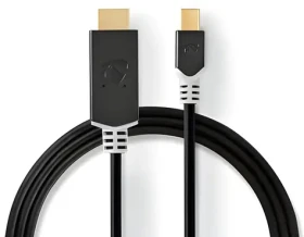 Nedis Mini DisplayPort - HDMI antracit / Kábel Mini DisplayPort na HDMI / 48 Gbps / Pozlátené konektory / 2 m (CCBP37604AT20)