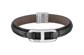 Hugo Boss Elegantný kožený čierny náramok Kode 1580783 19 cm