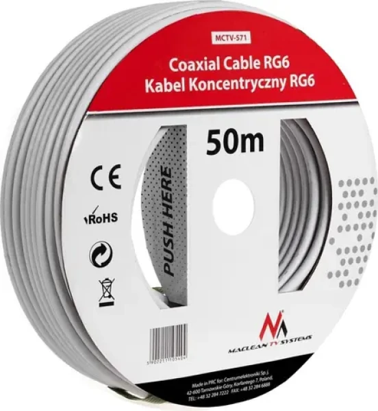 Maclean MCTV-571 biely / Anténny kábel / 50 m (MCTV-571)